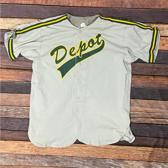 Vintage Depot Gray #13 Softball Baseball Sports Button Up Jersey Men's - Picture 1 of 6